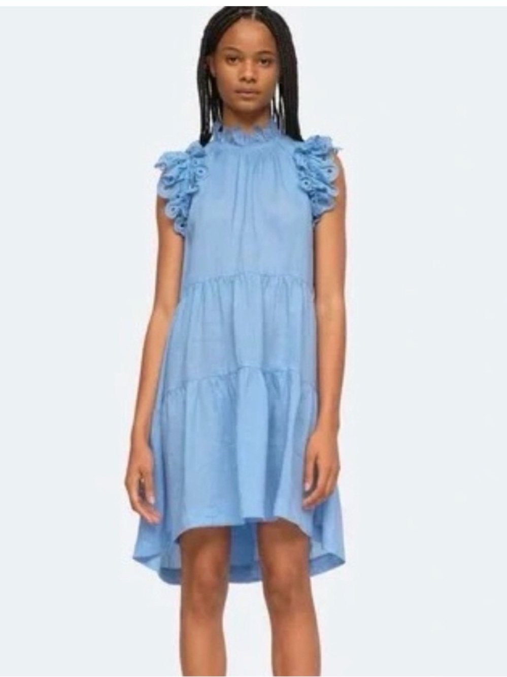 Sea New York Sky Blue Ruffled Sleeve Dress